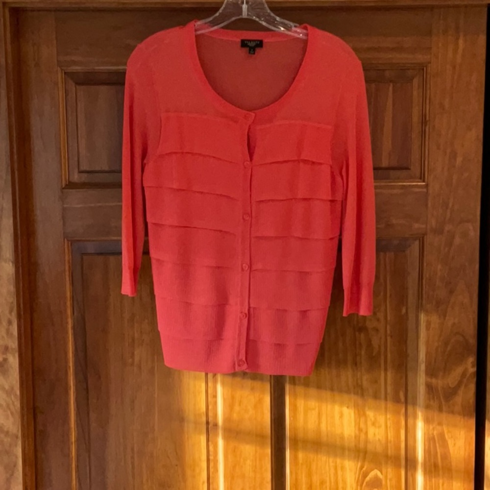 Talbots Coral Small Petite Sheer Shutter Front Cardigan